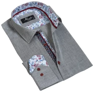 Pastel Grey Mens Slim Fit Designer Dress Shirt - Tailored Cotton