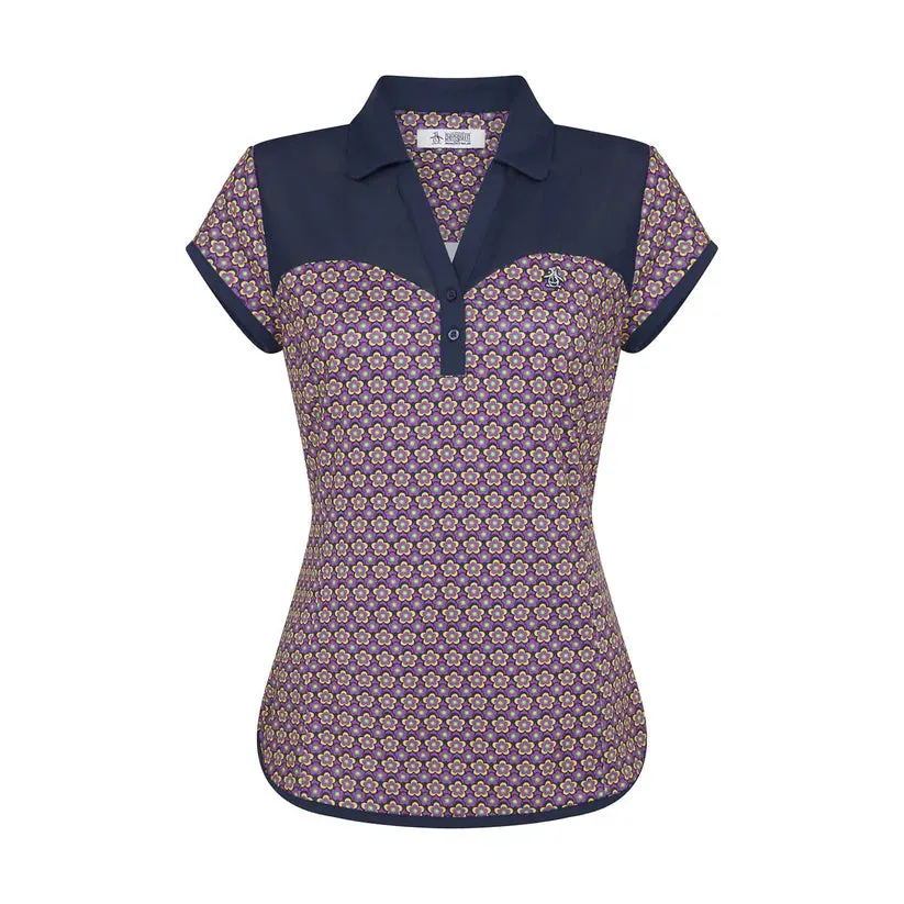 Penguin Cap Sleeve Printed Golf Polo Shirt