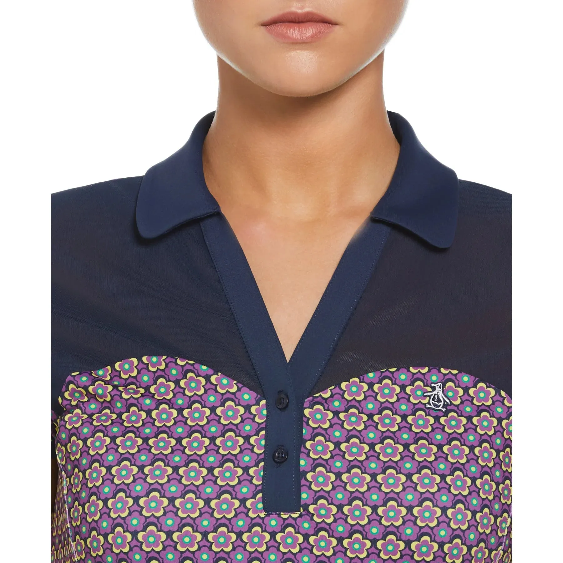 Penguin Cap Sleeve Printed Golf Polo Shirt