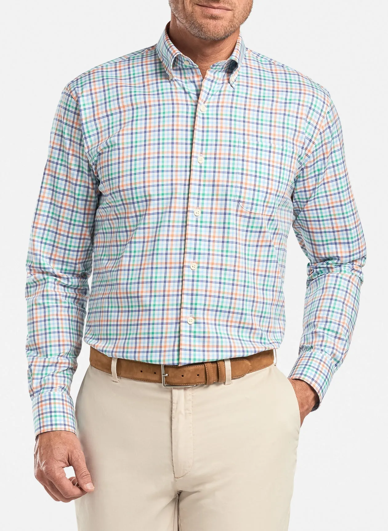 Peter Millar Men's Baker Island Cotton Sport Shirt - COTTAGE BLUE