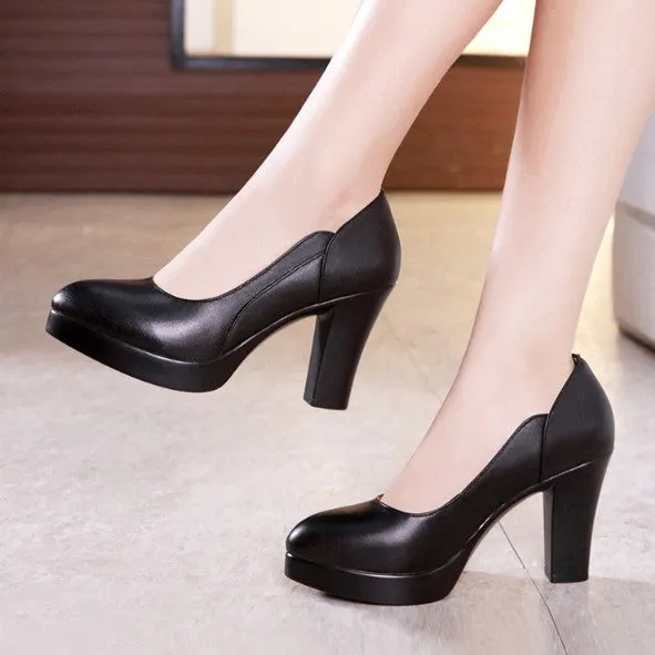 Petite Chunky Heel Pump Shoes AP97