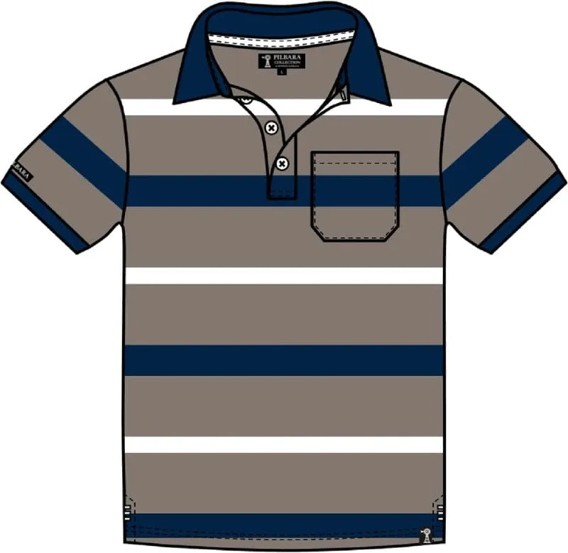 Pilbara Polo Mens Striped Pocket (RMPC098)