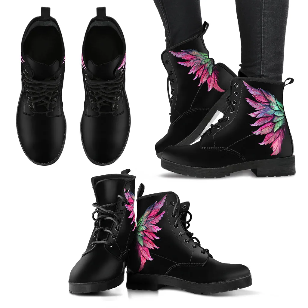 Pink Fairy Wings Lace-Up Ankle Boots