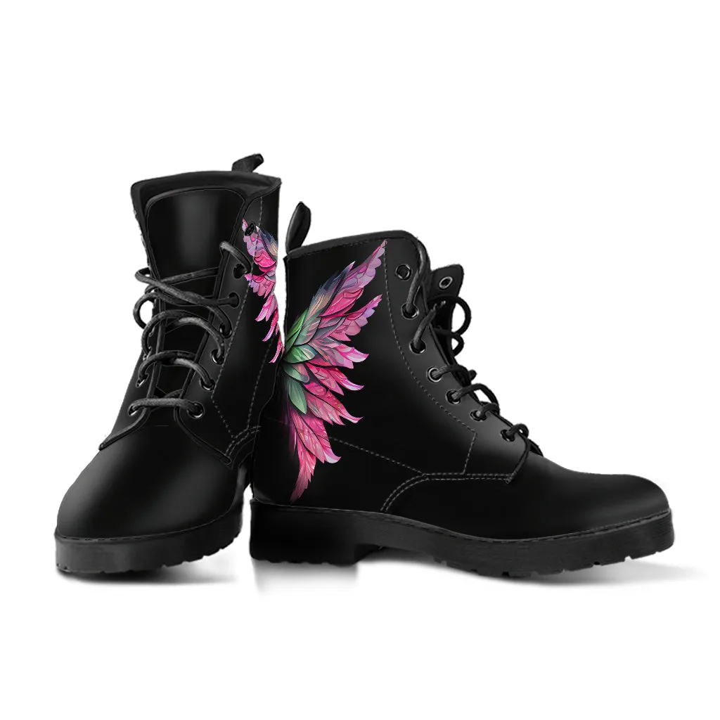 Pink Fairy Wings Lace-Up Ankle Boots