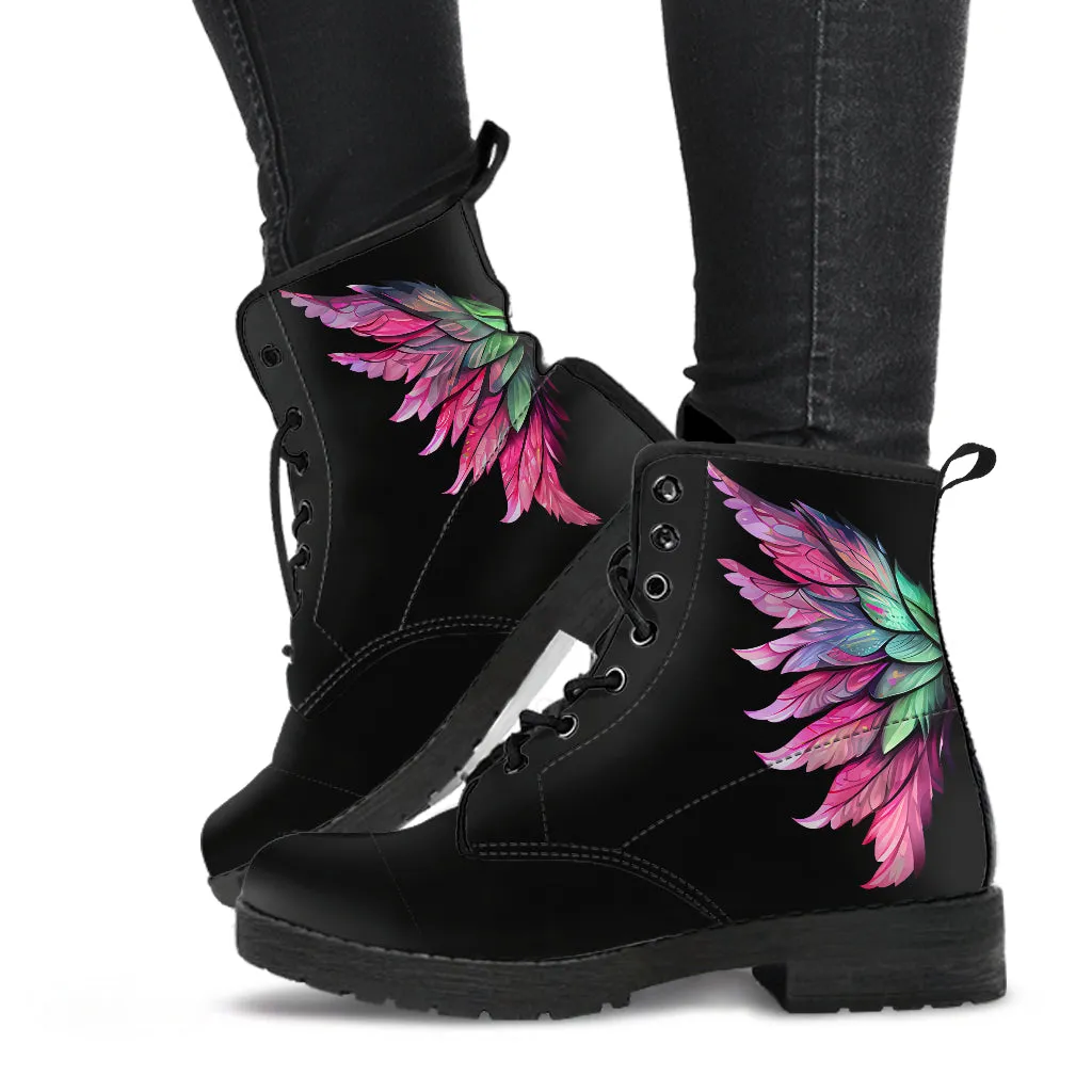 Pink Fairy Wings Lace-Up Ankle Boots