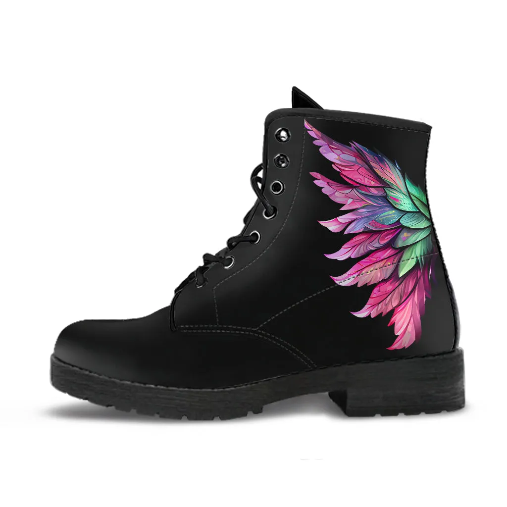 Pink Fairy Wings Lace-Up Ankle Boots