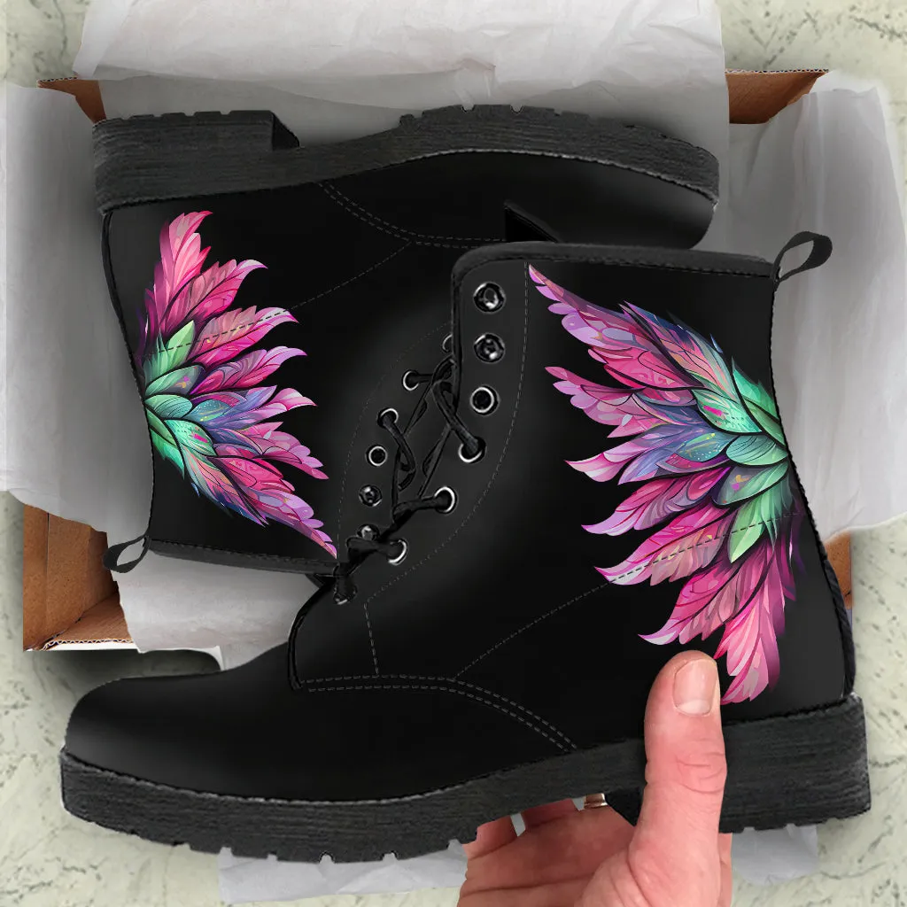 Pink Fairy Wings Lace-Up Ankle Boots