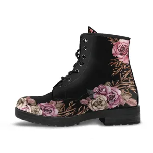 Pink Roses Boho Ankle Boots