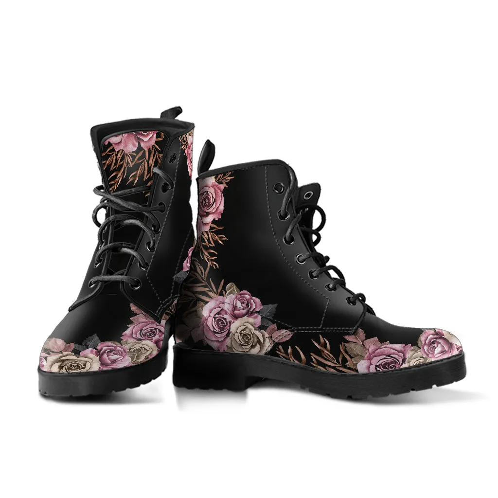 Pink Roses Boho Ankle Boots