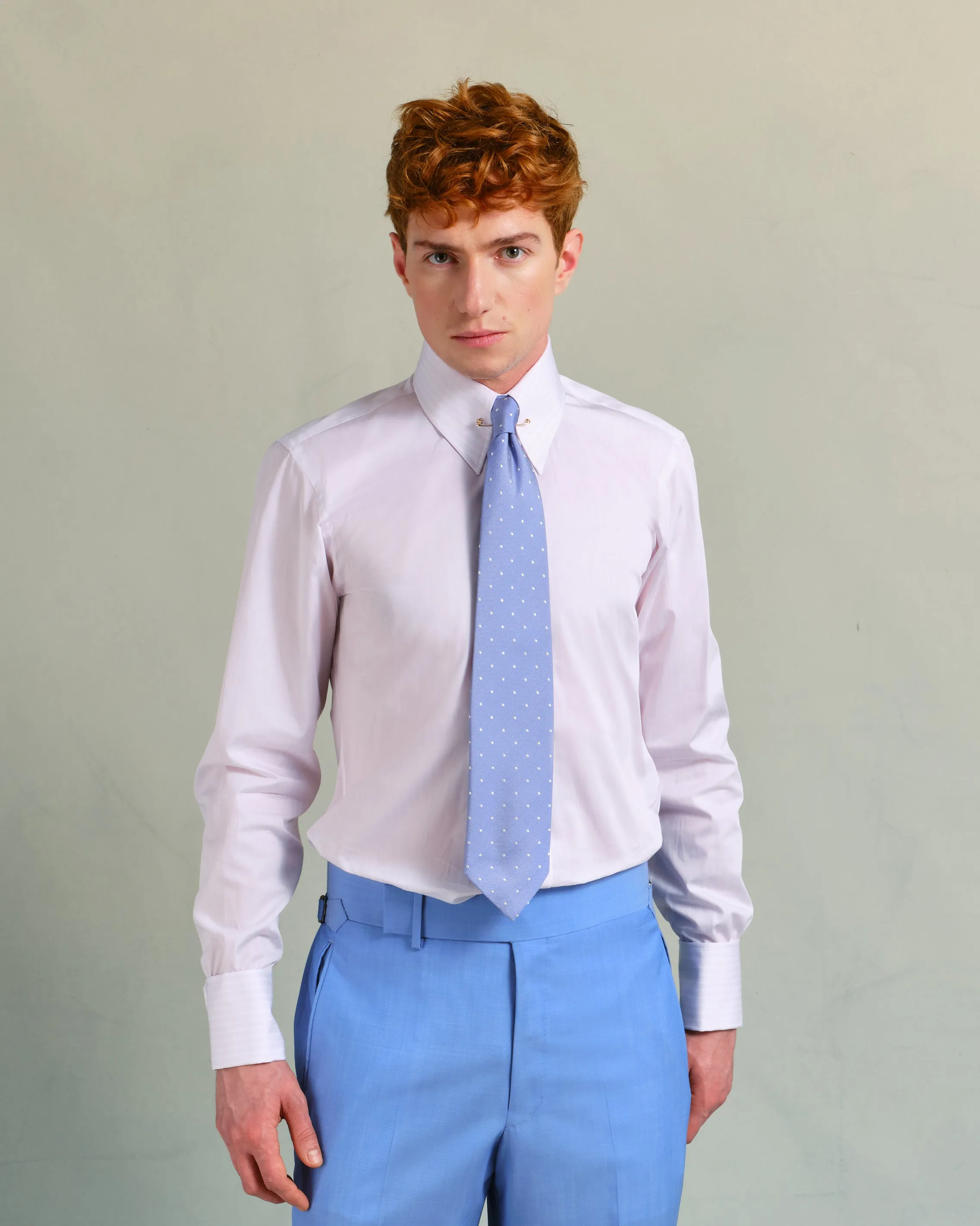 Pink Stripe Pin Collar Shirt