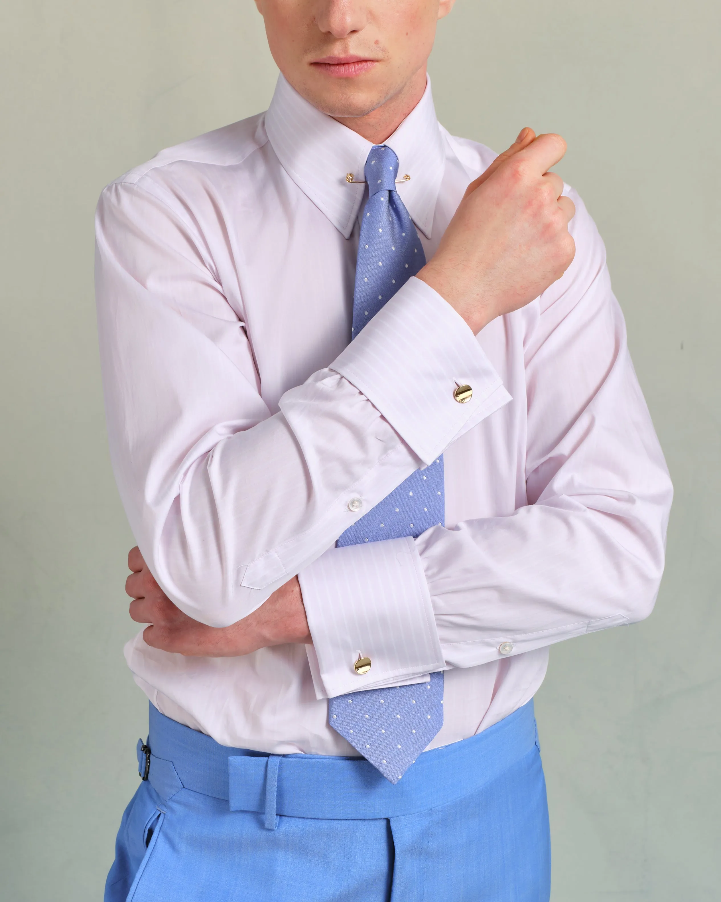 Pink Stripe Pin Collar Shirt