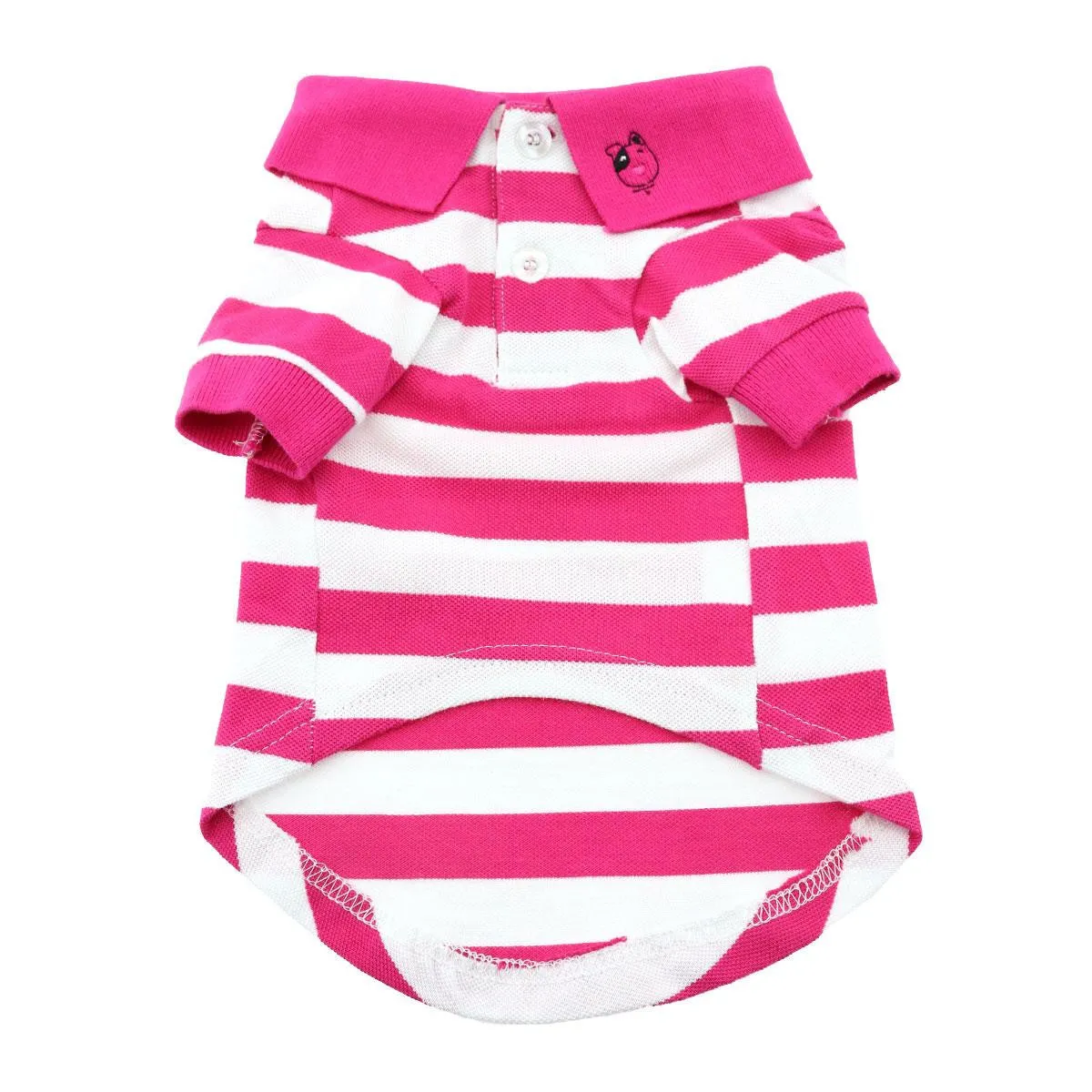 Pink Yarrow & White Striped Polo Shirt