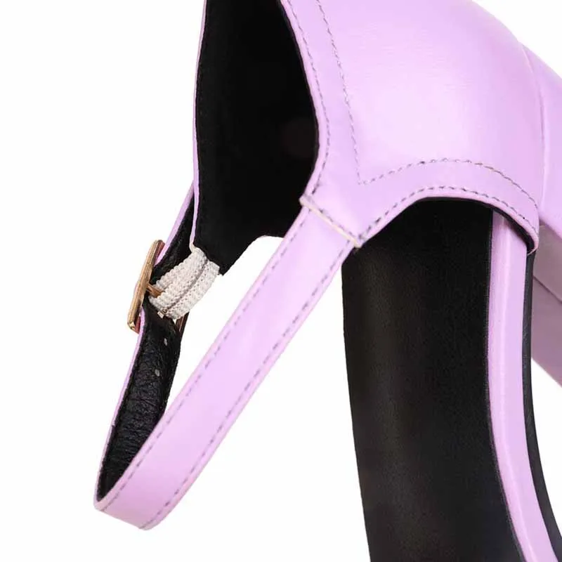 Platform Chunky Heels for Women With Block Heel and Ankle Strap