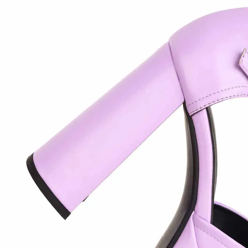 Platform Chunky Heels for Women With Block Heel and Ankle Strap