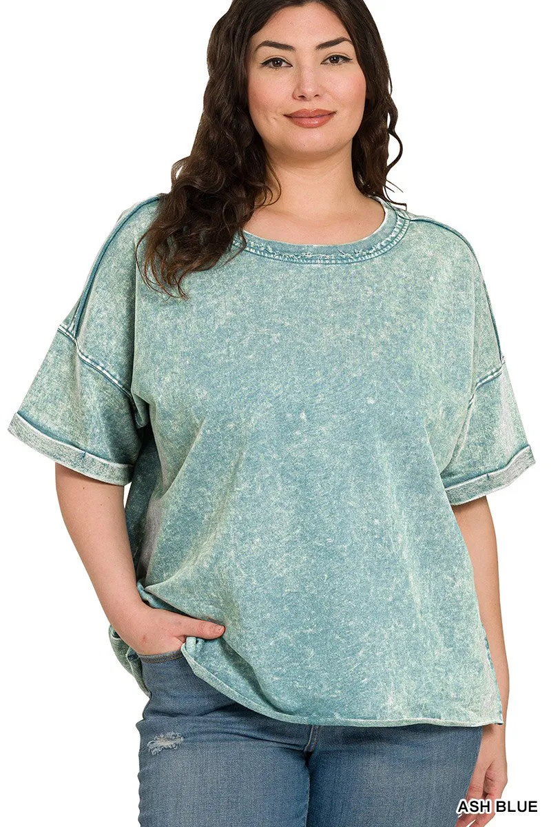 Plus Ash Blue Acid Wash Shirt
