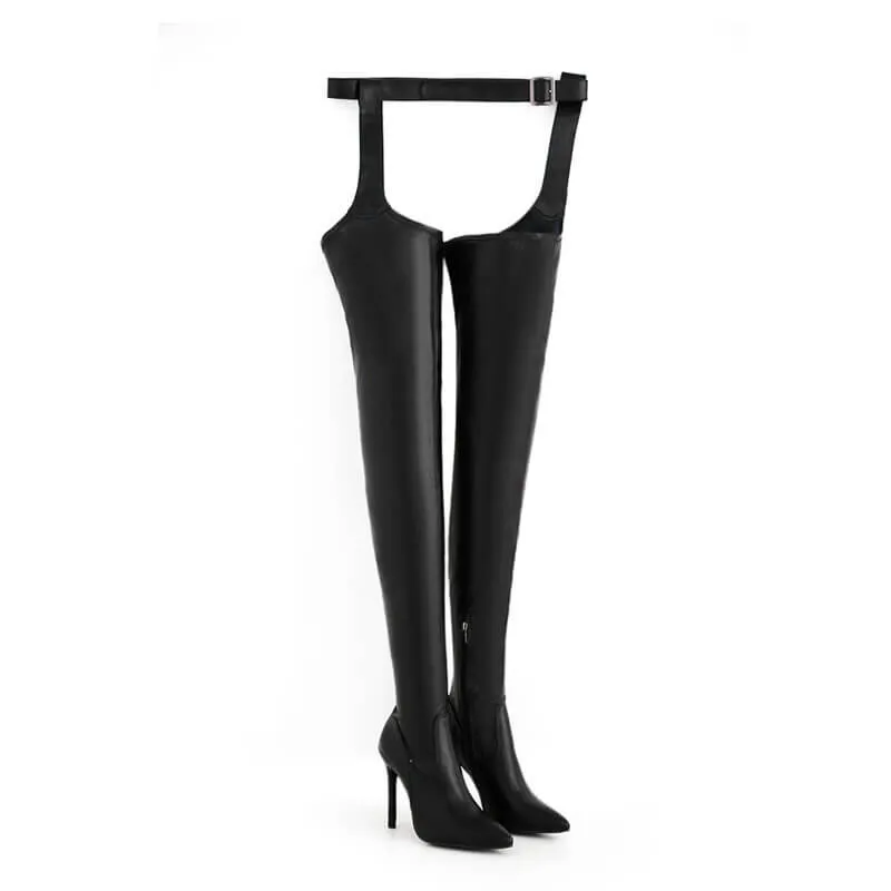 Pointed Toe One-Piece Over-The-Knee Boots