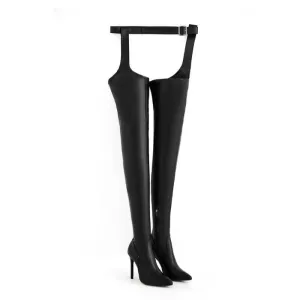 Pointed Toe One-Piece Over-The-Knee Boots
