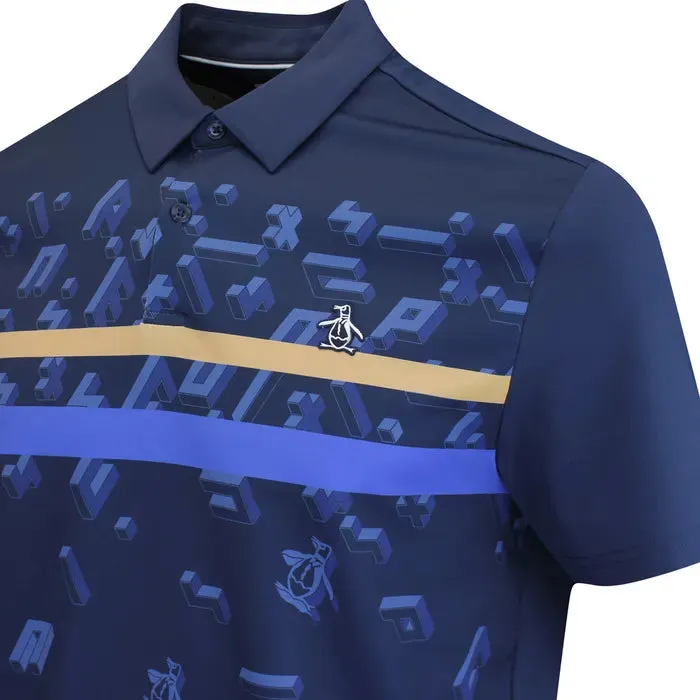 Polo de golf a rayas con diseño de pingüino Got Game
