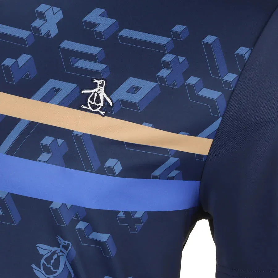 Polo de golf a rayas con diseño de pingüino Got Game