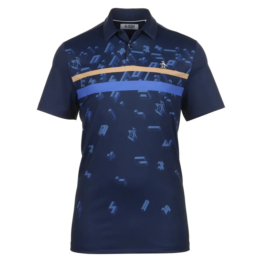 Polo de golf a rayas con diseño de pingüino Got Game
