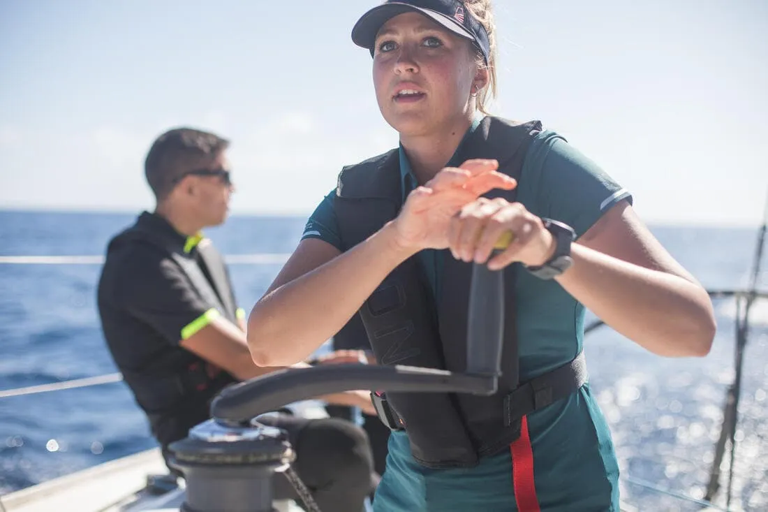 Polo manches courtes de voile femme Race Pétrole