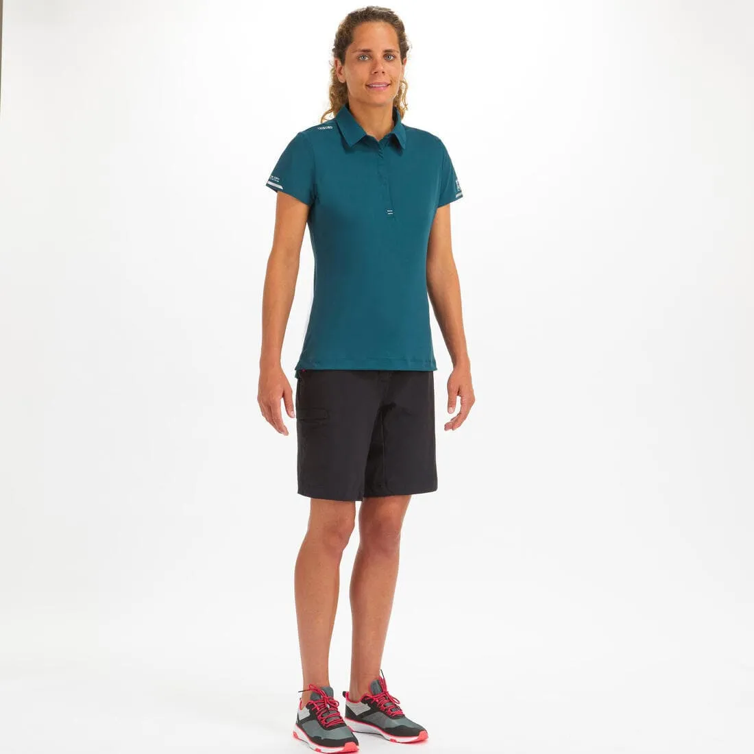 Polo manches courtes de voile femme Race Pétrole