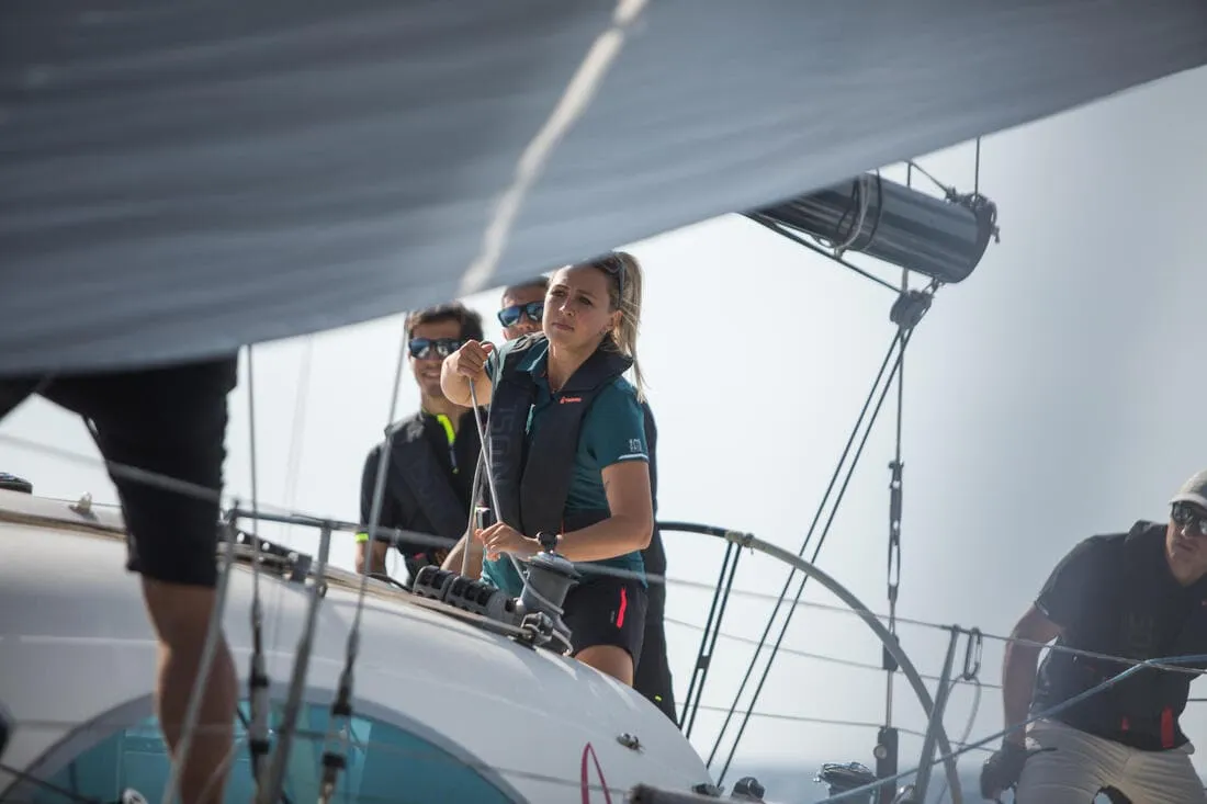 Polo manches courtes de voile femme Race Pétrole