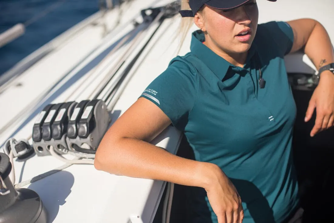 Polo manches courtes de voile femme Race Pétrole