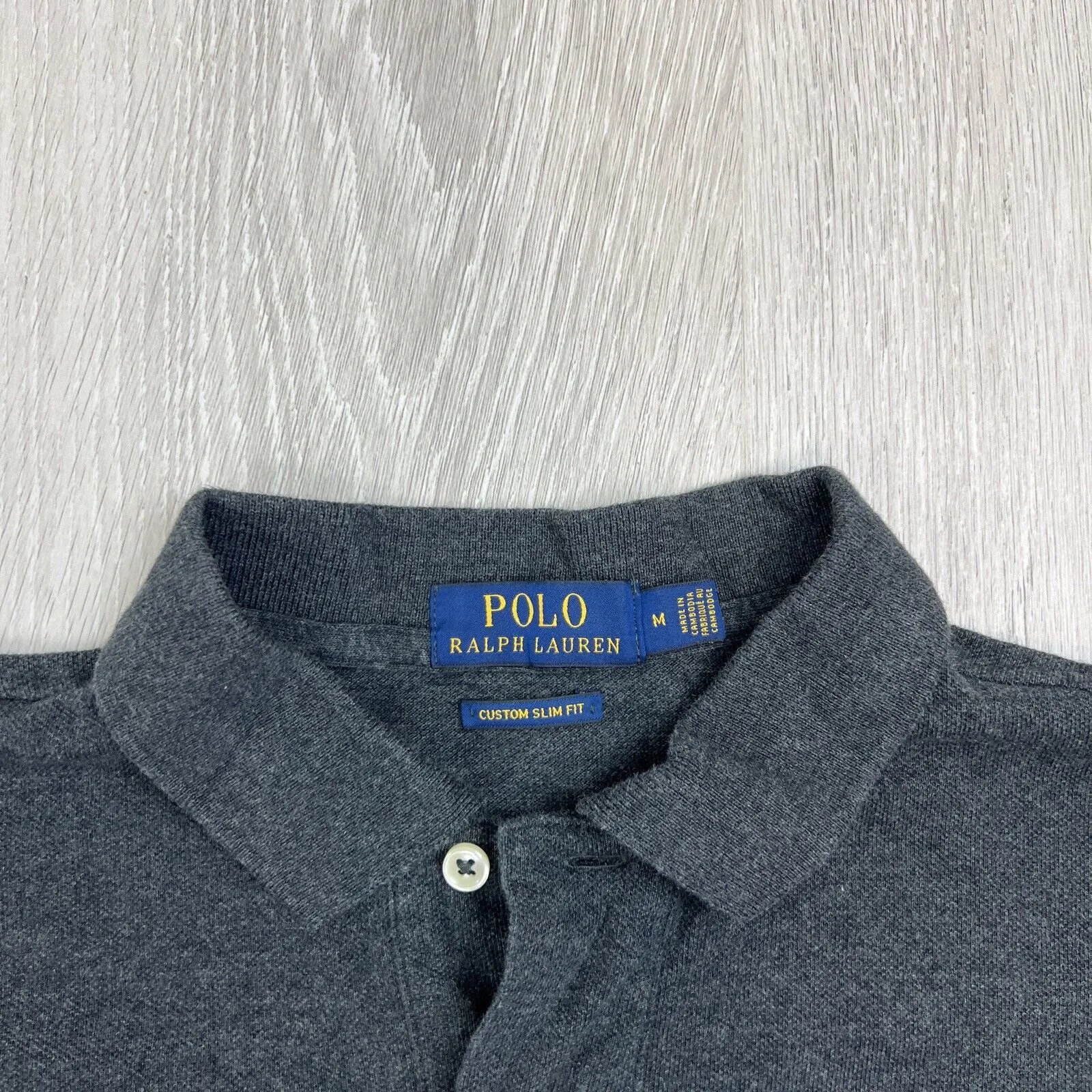 Polo Ralph Lauren Mens Short Sleeve Custom Slim Fit Grey Polo Shirt Size Medium