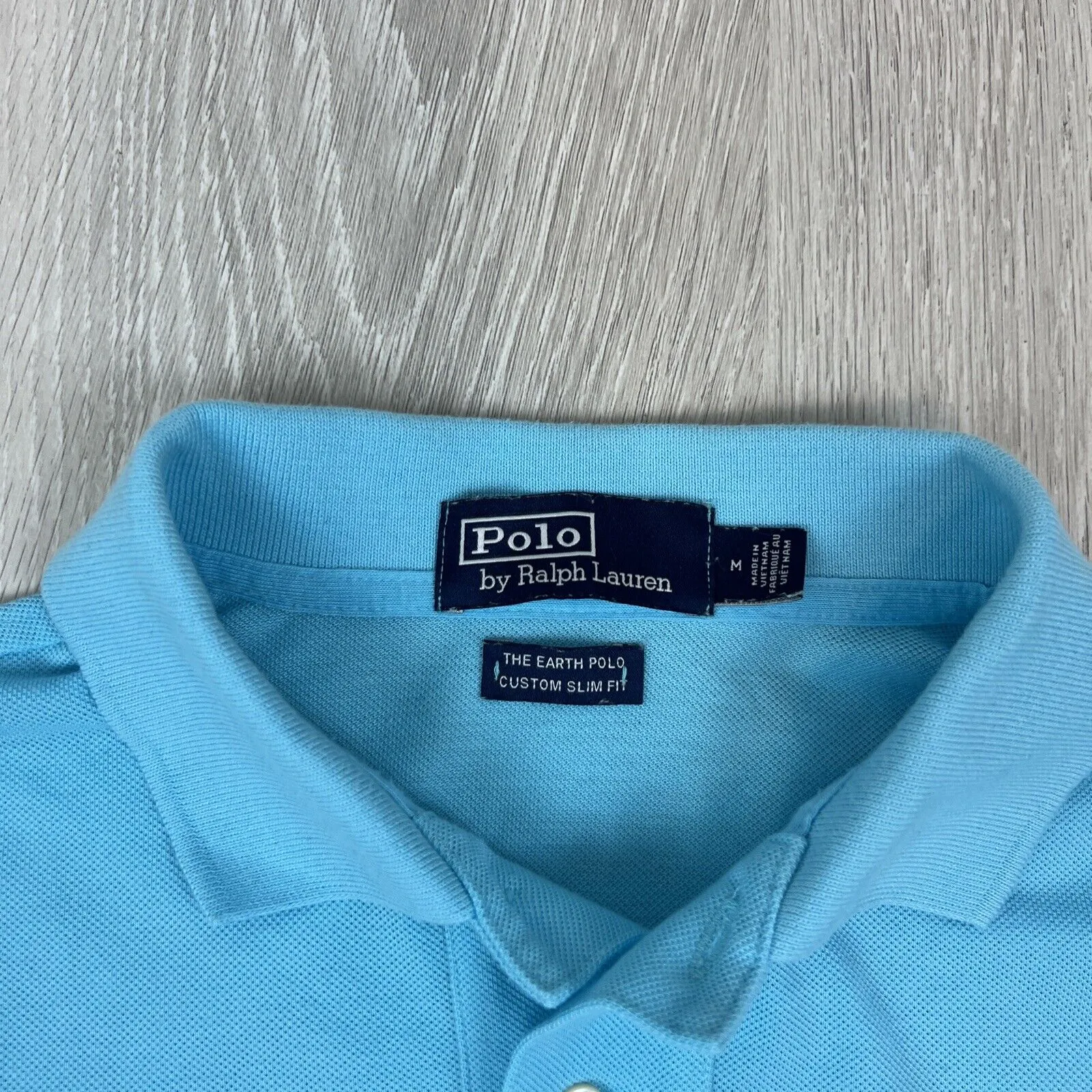 Polo Ralph Lauren Mens The Earth Polo Custom Slim Fit Blue Polo Shirt Size M