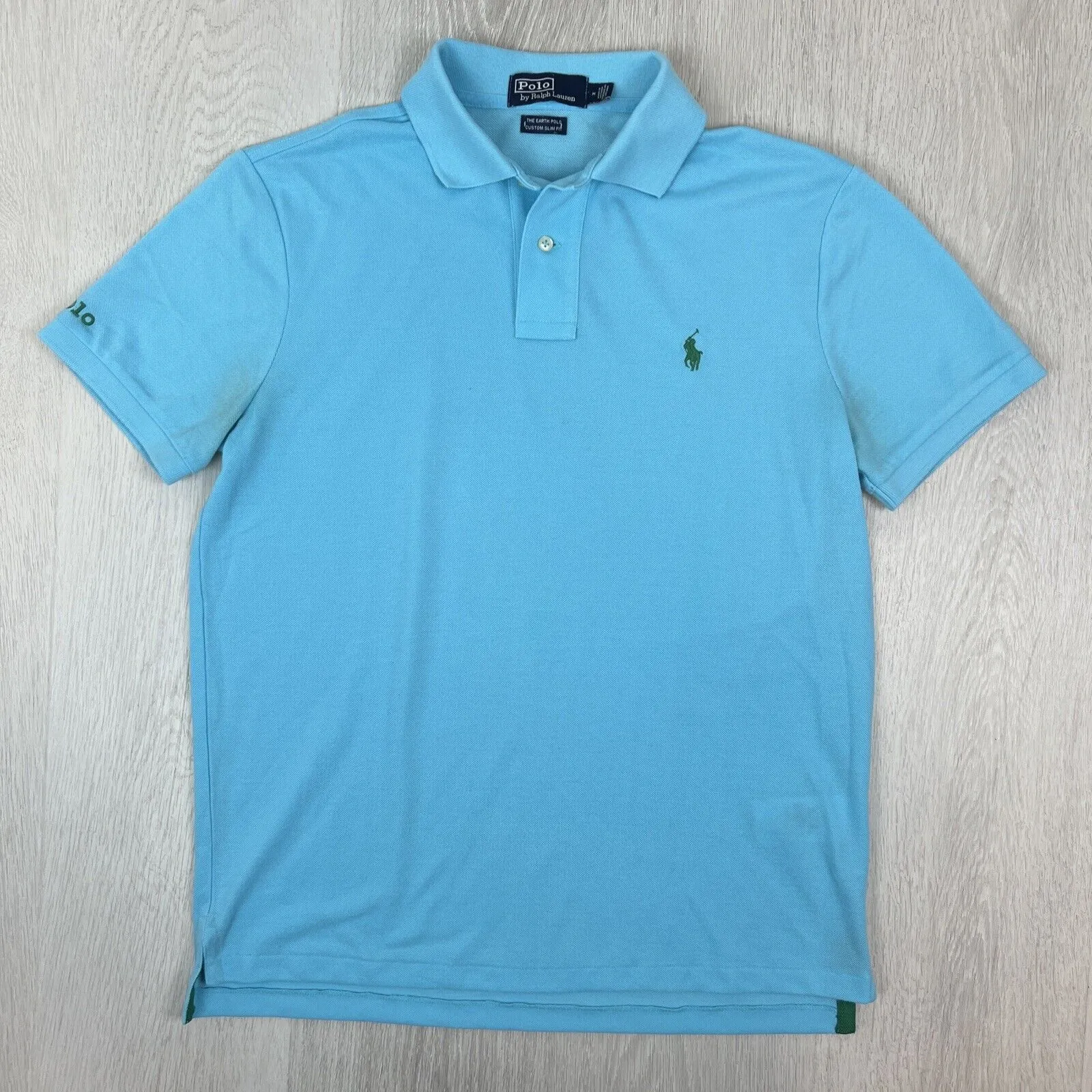 Polo Ralph Lauren Mens The Earth Polo Custom Slim Fit Blue Polo Shirt Size M