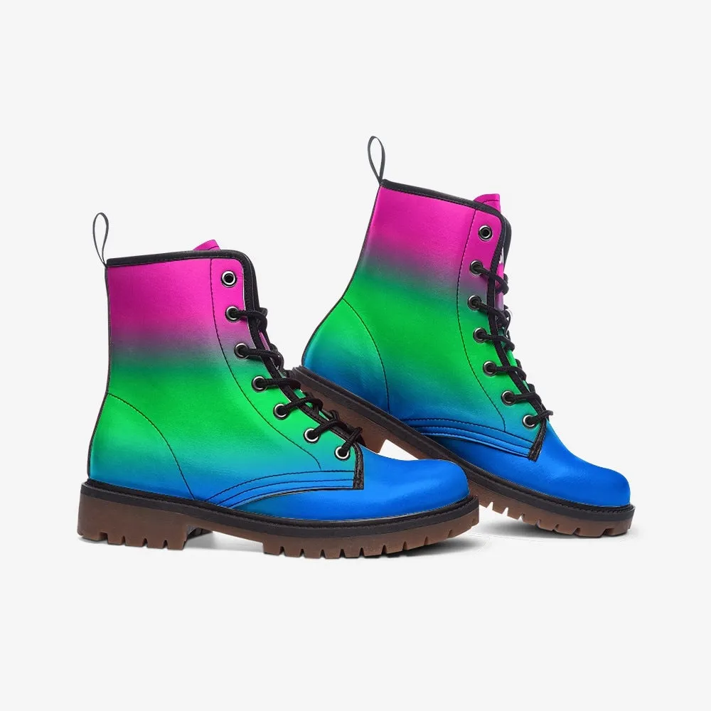 Polysexual Poly Flag LGBTQ  Vegan Leather Unisex Boots