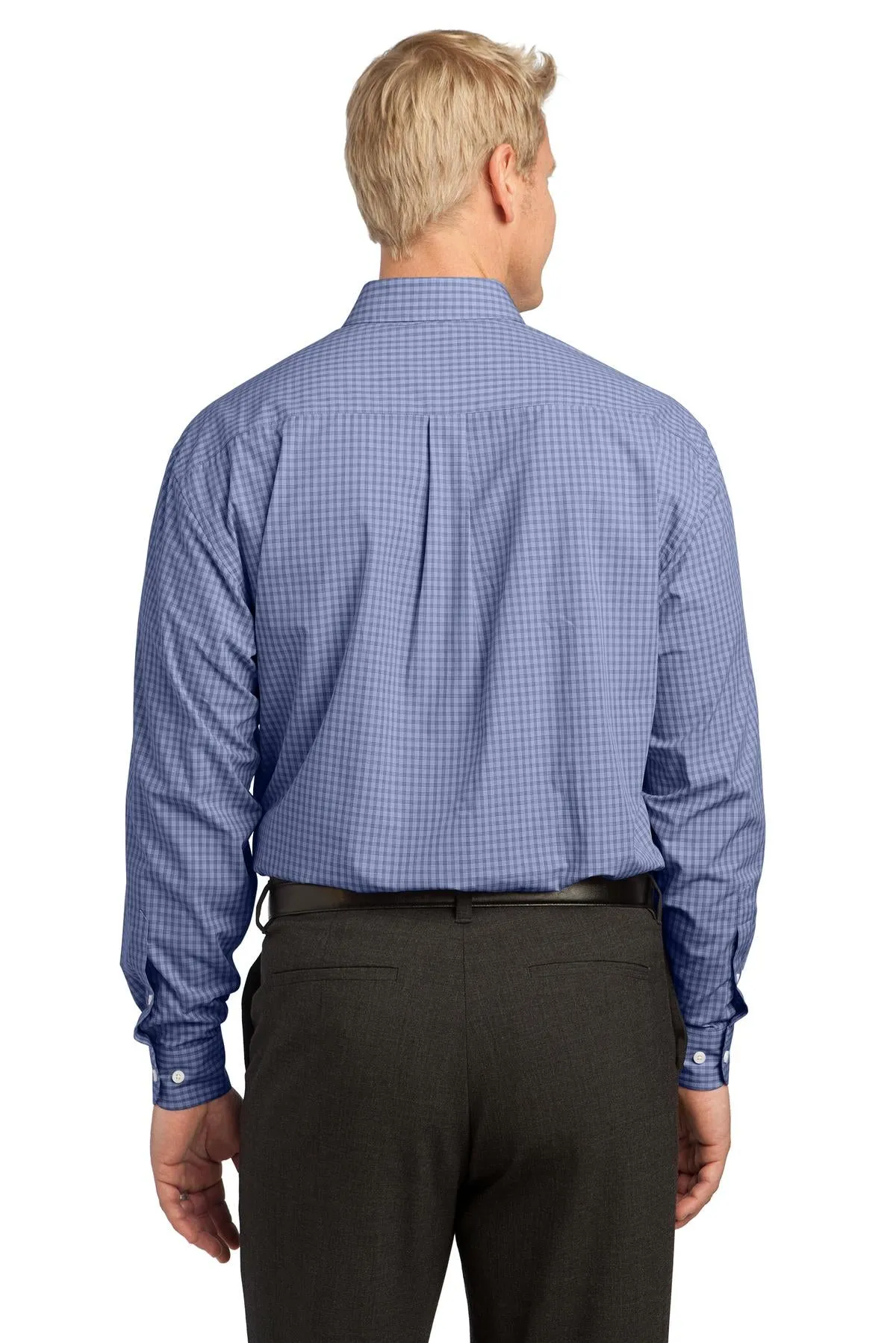 Port Authority Plaid Pattern Easy Care Shirt. S639 Navy