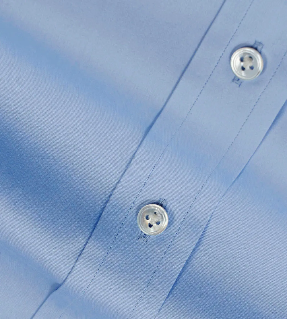 Powder Blue Pin Collar Shirt with Button Cuffs