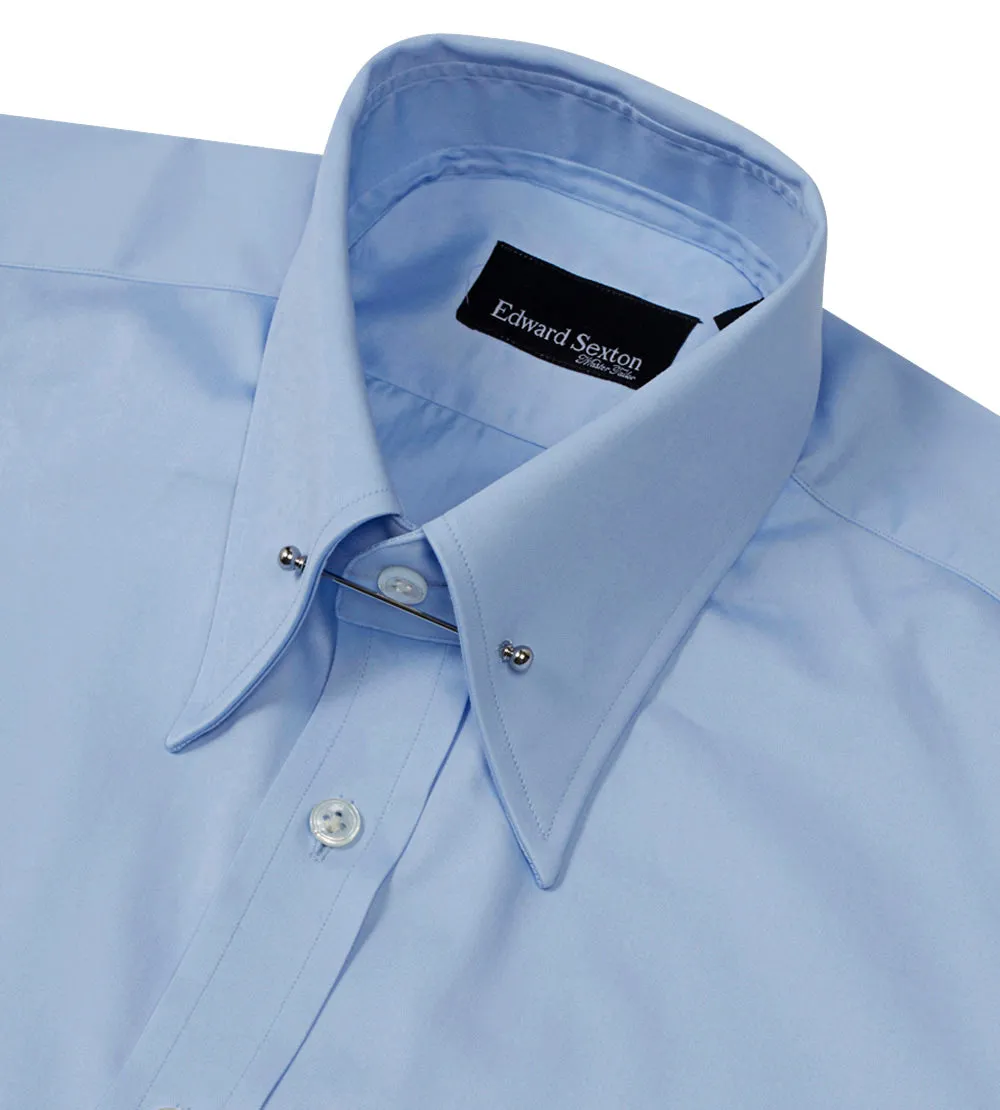 Powder Blue Pin Collar Shirt with Button Cuffs