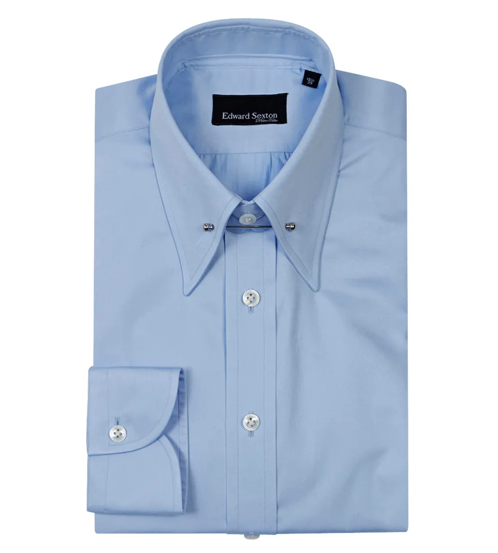 Powder Blue Pin Collar Shirt with Button Cuffs