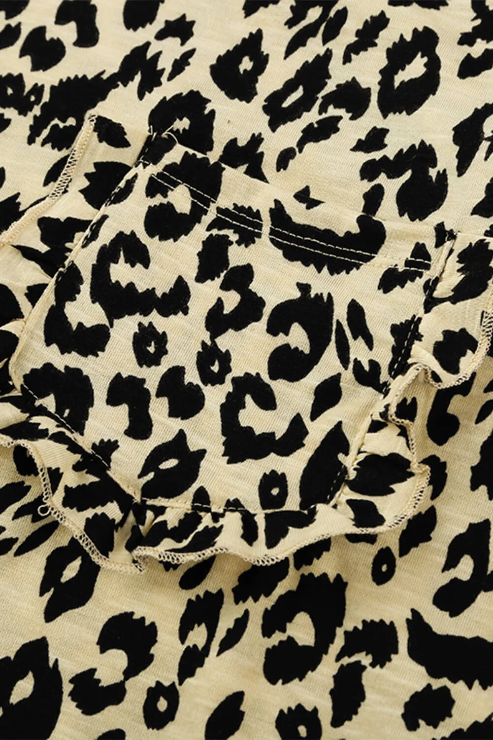 Print Ruffled Cap Sleeve T-shirt