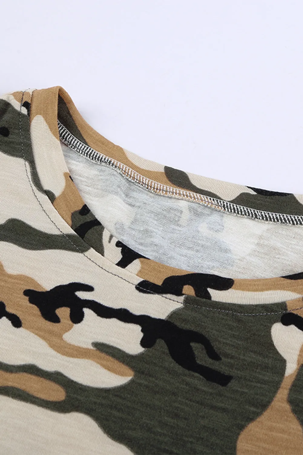 Print Ruffled Cap Sleeve T-shirt