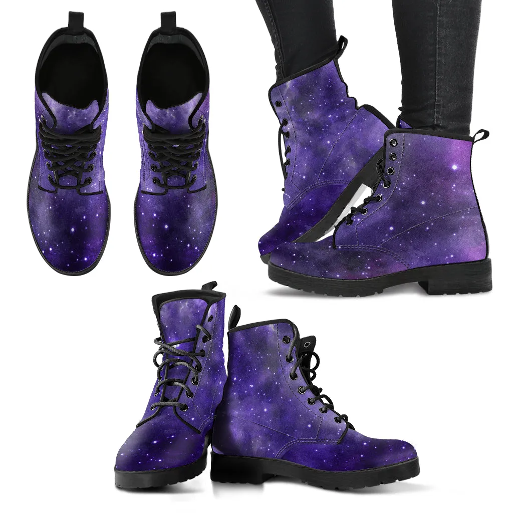 Purple Galaxy Vegan Boots Mens Womens (Light)