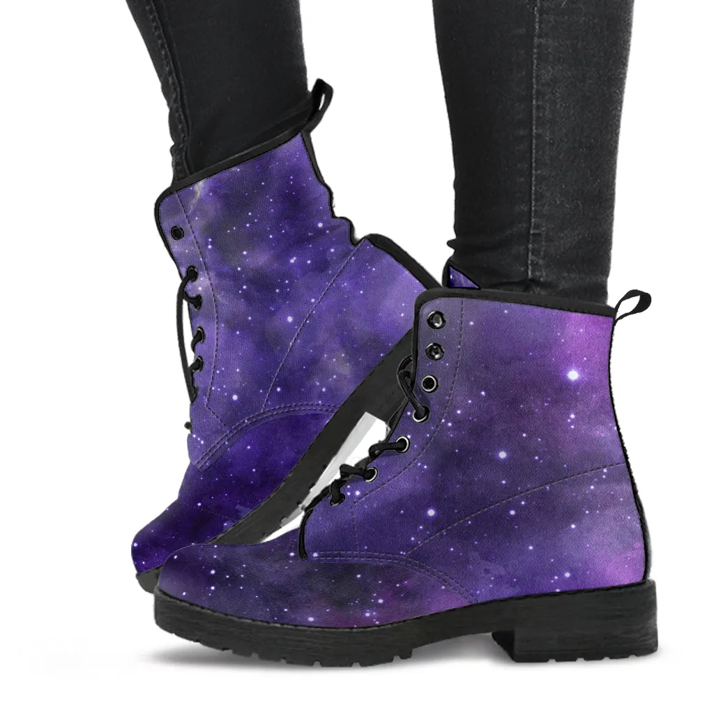 Purple Galaxy Vegan Boots Mens Womens (Light)