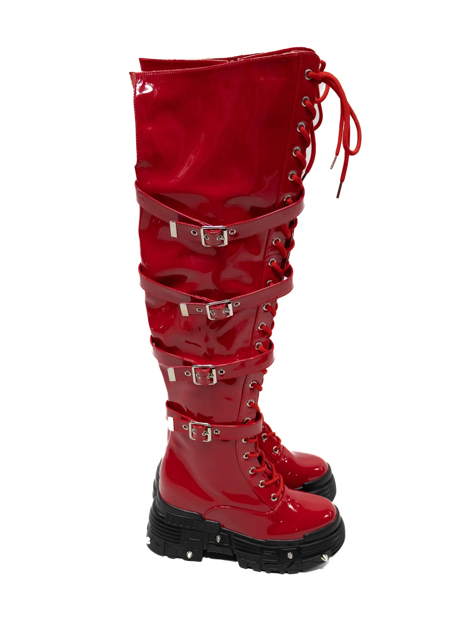 Qualcan Patent Bondage Combat Boot