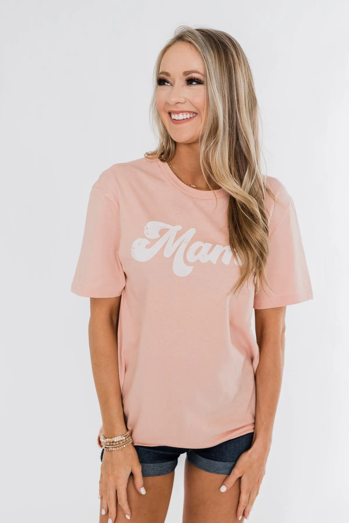 "Mama" Tee- Light Peach