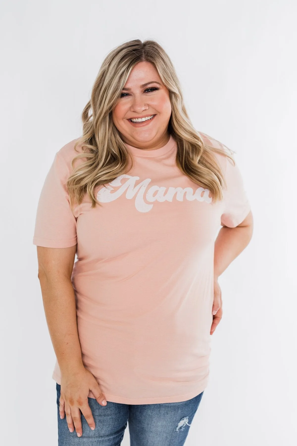 "Mama" Tee- Light Peach