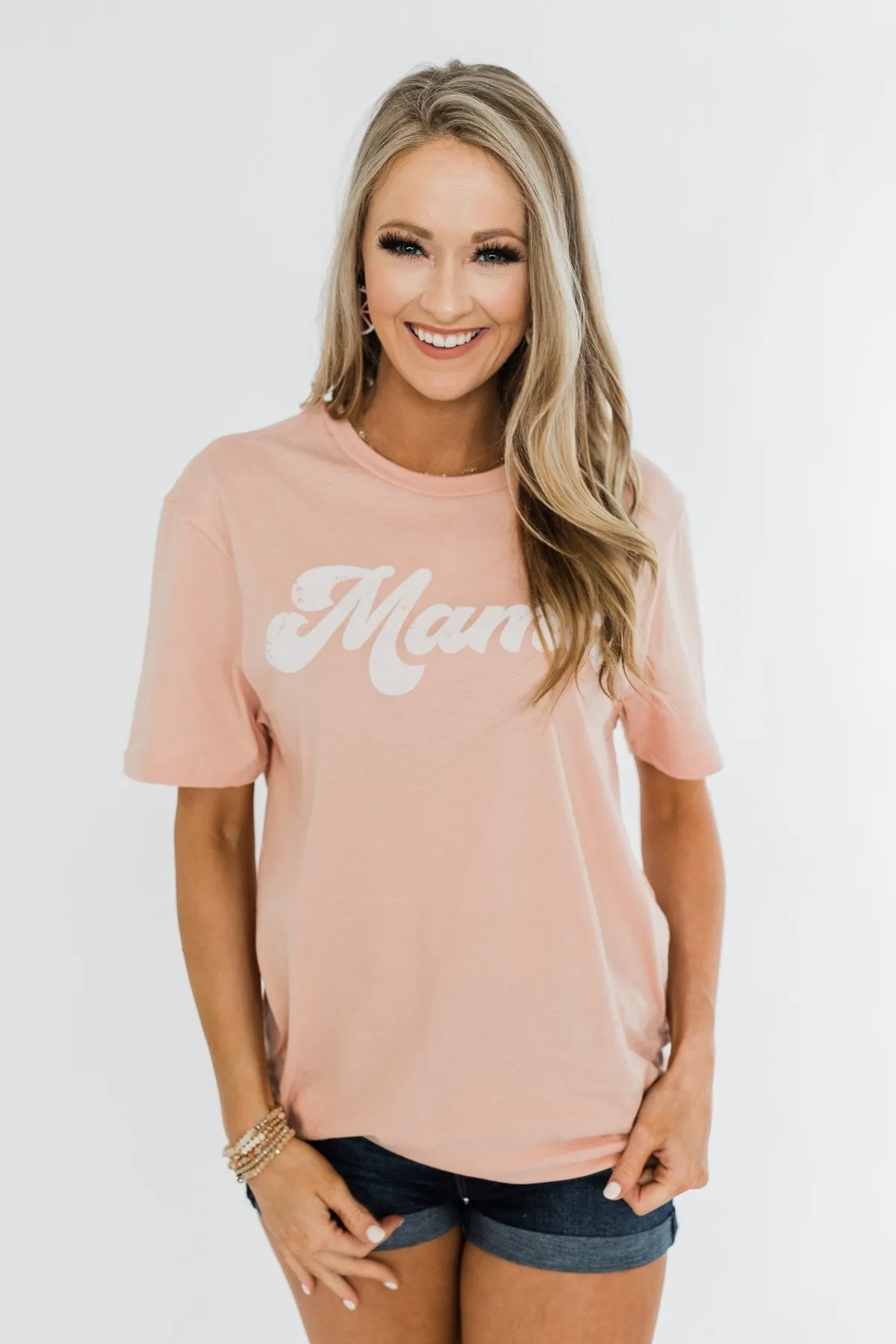 "Mama" Tee- Light Peach