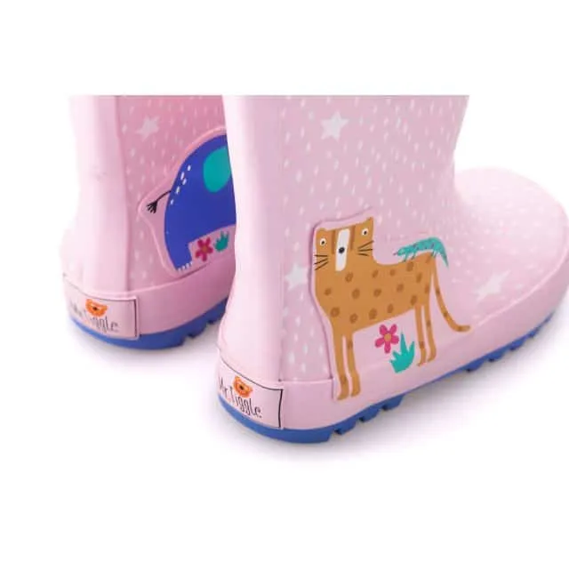 Rain boots Pink Animals