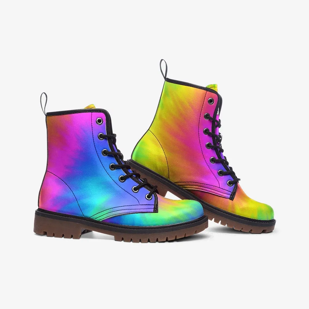 Rainbow Burst LGBTQ  Vegan Leather Unisex Boots