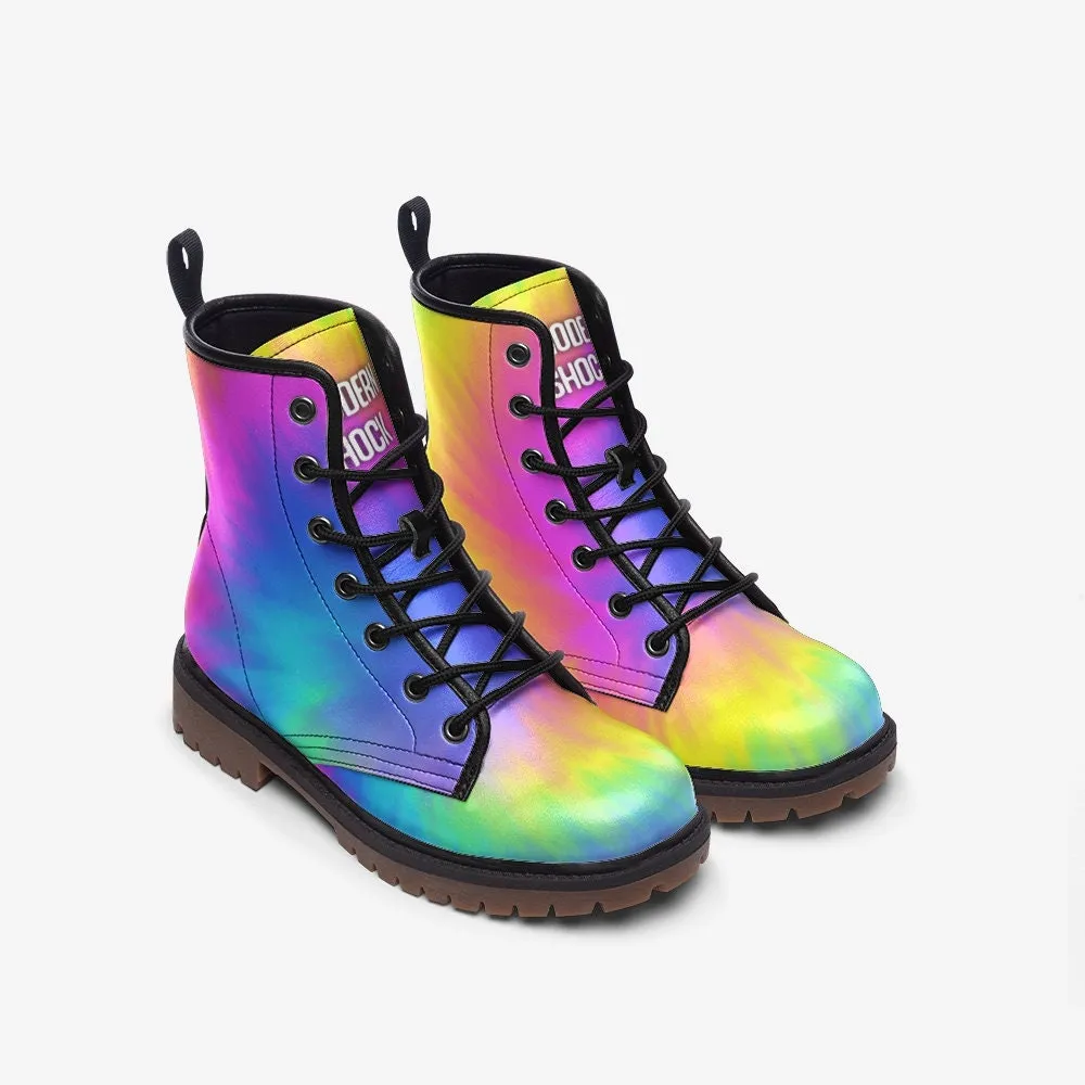 Rainbow Burst LGBTQ  Vegan Leather Unisex Boots