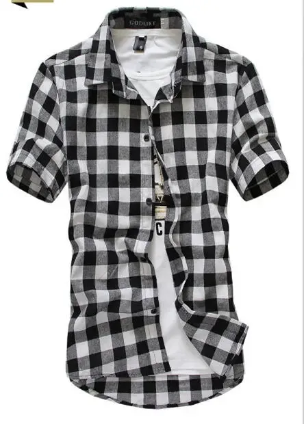 Red And Black Plaid Shirt Men Shirts 2023 New Summer Spring Fashion Chemise Homme Mens Dress Shirts Short Sleeve Shirt Men