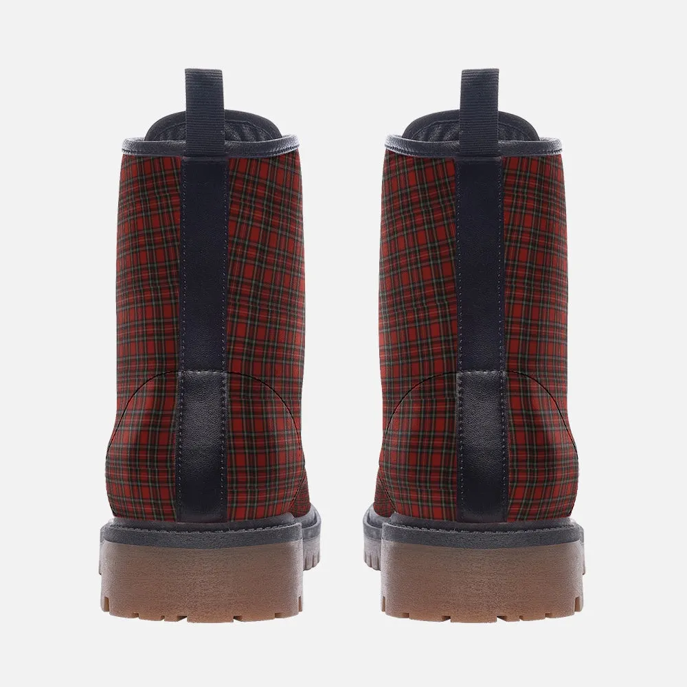 Red and Grey Plaid Vegan Combat Boots