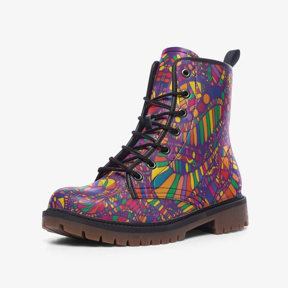 Red Trance Combat Boots